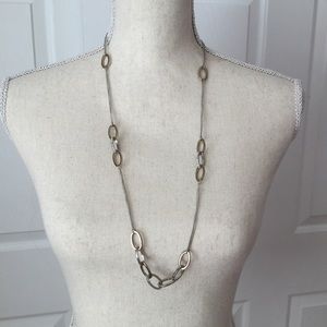 Silver/Gold Faux Diamond Long Necklace